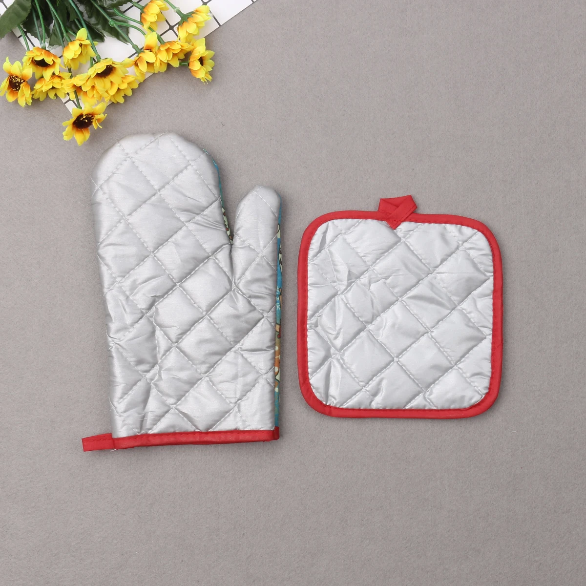 Перчатки 1 пижамный комплект на Рождество, микроволновая печь теплового изоляционный коврик Рождество Рождественская перчатка коврик