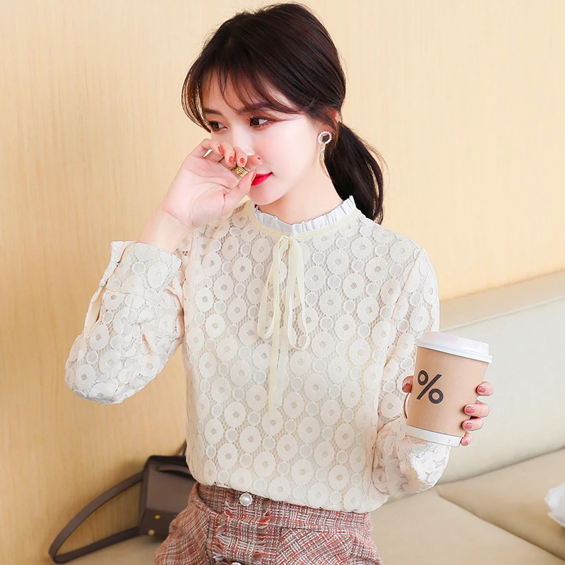 

Fashion Vintage Long Sleeve Shirt Women Elegant Pink Bottoming Tops Ladies Fairy Women's Blouses Spring Shirts Female