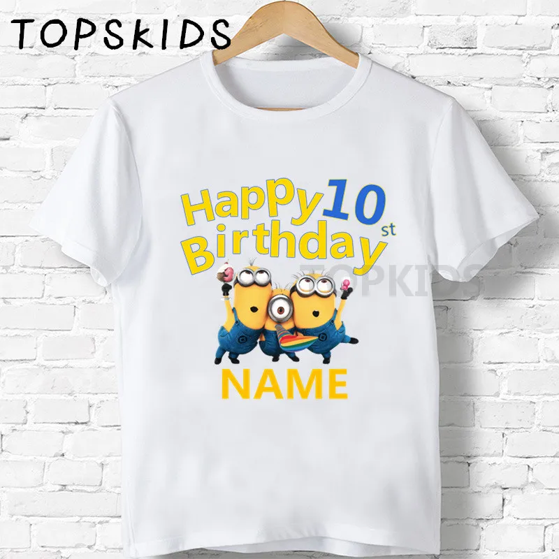 White-U Свечи "Happy Birthday" для торта, Миньоны, номер 1-11, футболки с принтом Cartroon Забавные топы для маленьких мальчиков и девочек, детская Милая футболка, HKP2451 - Цвет: White-U