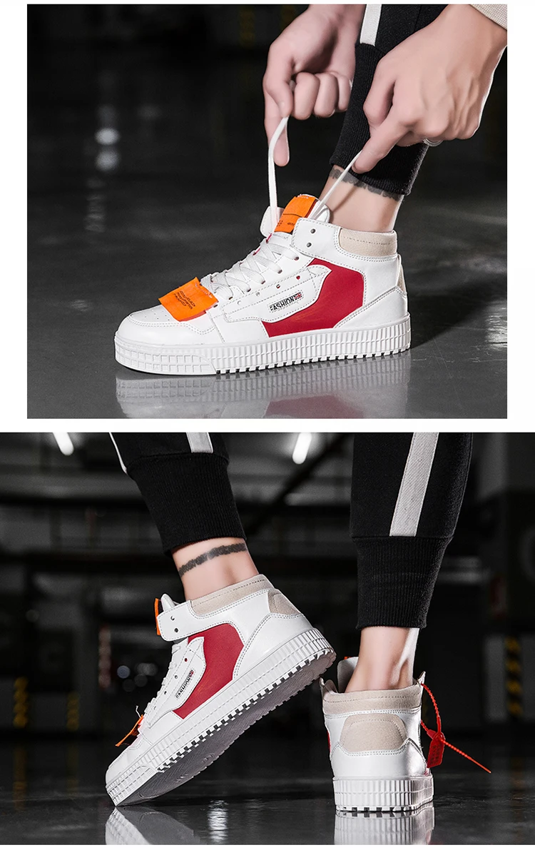 Sneakers Men High Quality Lace-up Vulcanized Shoes High Top Men's Casual Shoes Fashion New Men Non-slip Walking Shoes