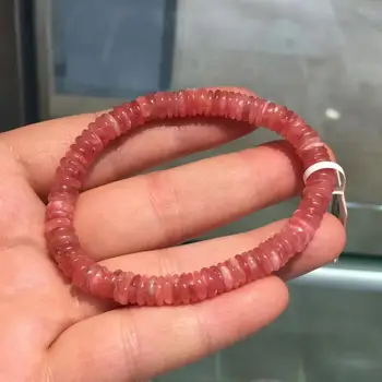 

6.8mm Natural Red Ice Rhodochrosite Gemstone Abacus Beads Stretch Bracelet Women Love Rhodochrosite Beads Jewelry AAAAA