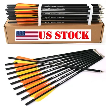 

6/12/24pcs Hunting Recurve/composite bow Carbon Arrow 20Inches Spine 400 Vanes Feather for Archery Crossbow