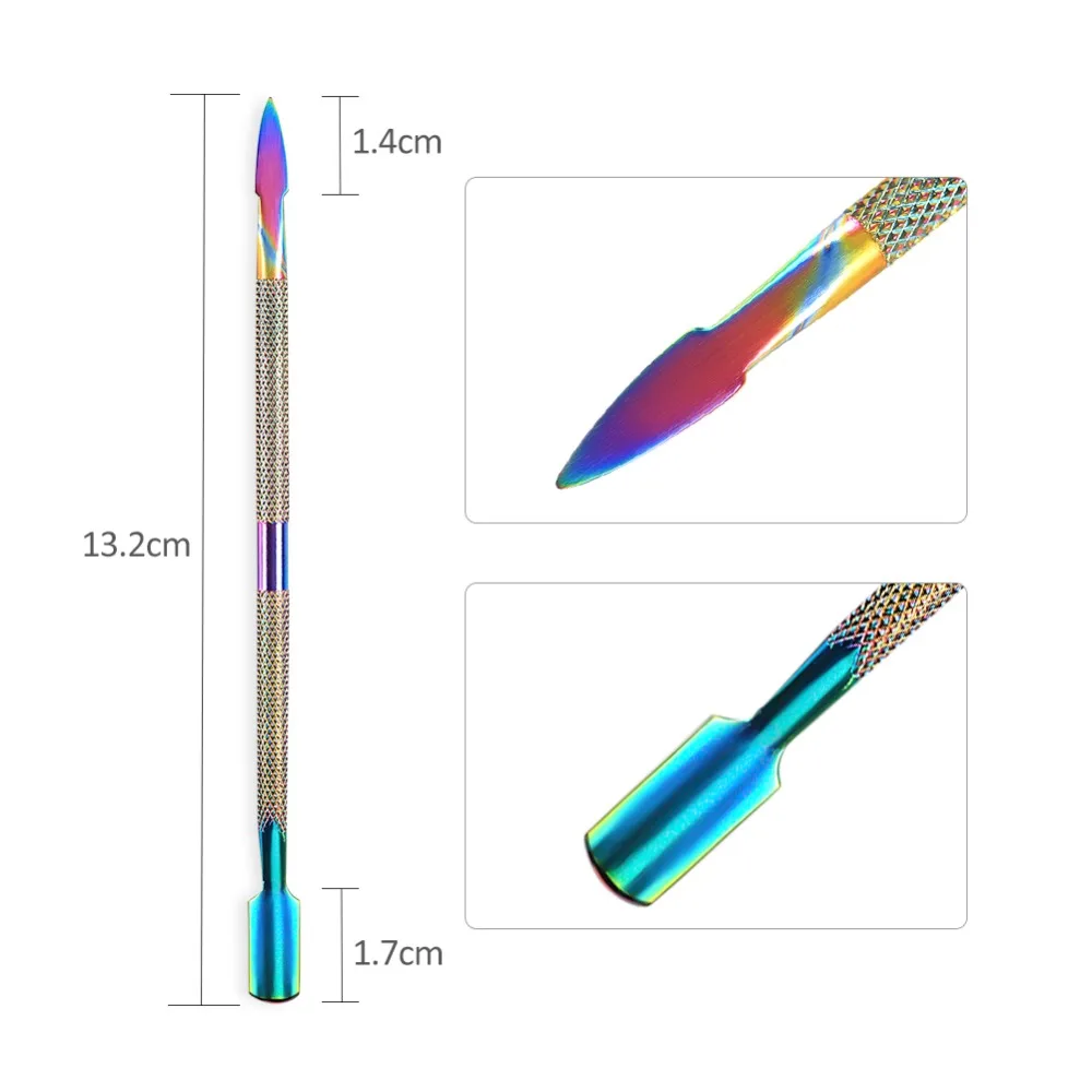 Двухконцевая Радужная кутикула Хамелеон для удаления омертвевшей кожи из нержавеющей стали пинцет Пинцет для маникюра Инструменты для дизайна ногтей