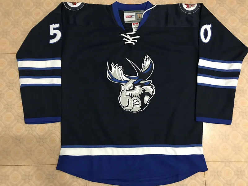 

#50 Jack Roslovic Manitoba moose Jets Retro throwback MEN'S Hockey Jersey Embroidery Stitched Customize any number and name