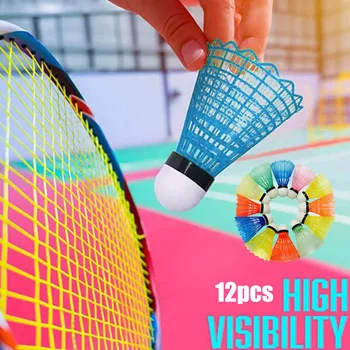 

12PCS Lighting Badminton Colorful Brightly-colored Sport Badminton Light Spot Plastic Durable Sports Shuttle cock dropshipping