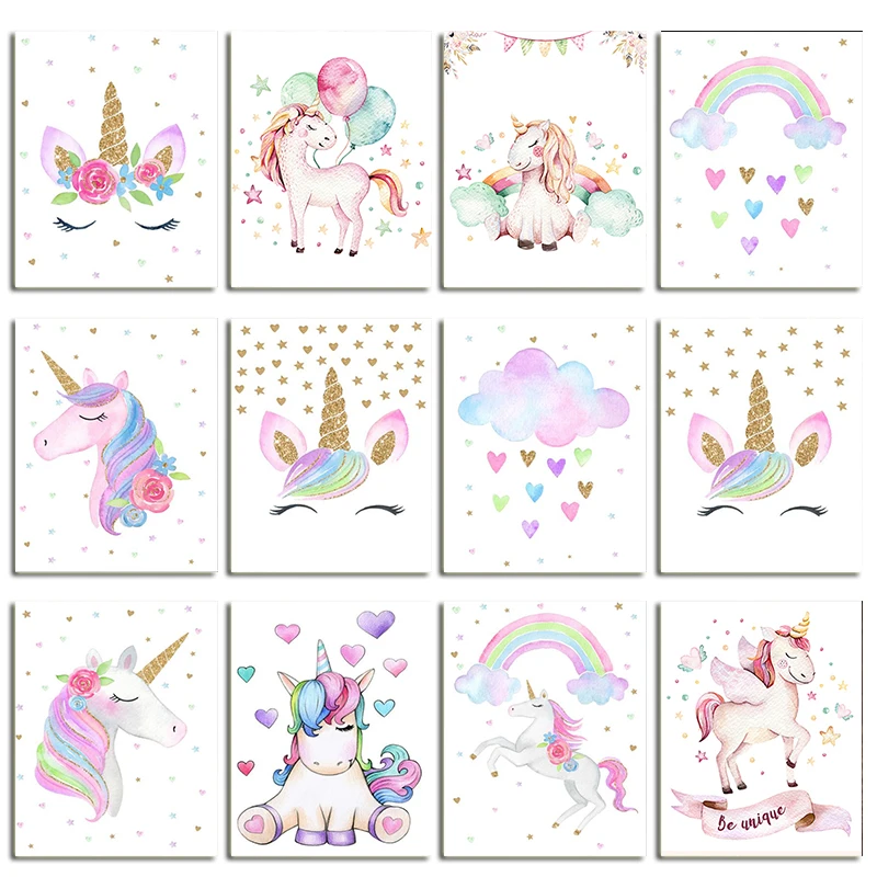 Full Round Diamond Embroidery Crystal Mosaic Cartoon Unicorn Picture Pony Diy Diamond Painting Cross Stitch Hobbies Crafts Lx839