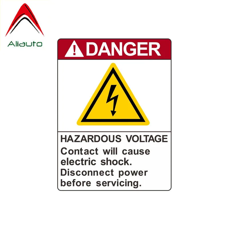 Aliauto Caution Car Sticker Warning Danger Hazardous Voltage Contact Will Cause Electric Retro-reflective Decals 11cm*8cm | Автомобили и