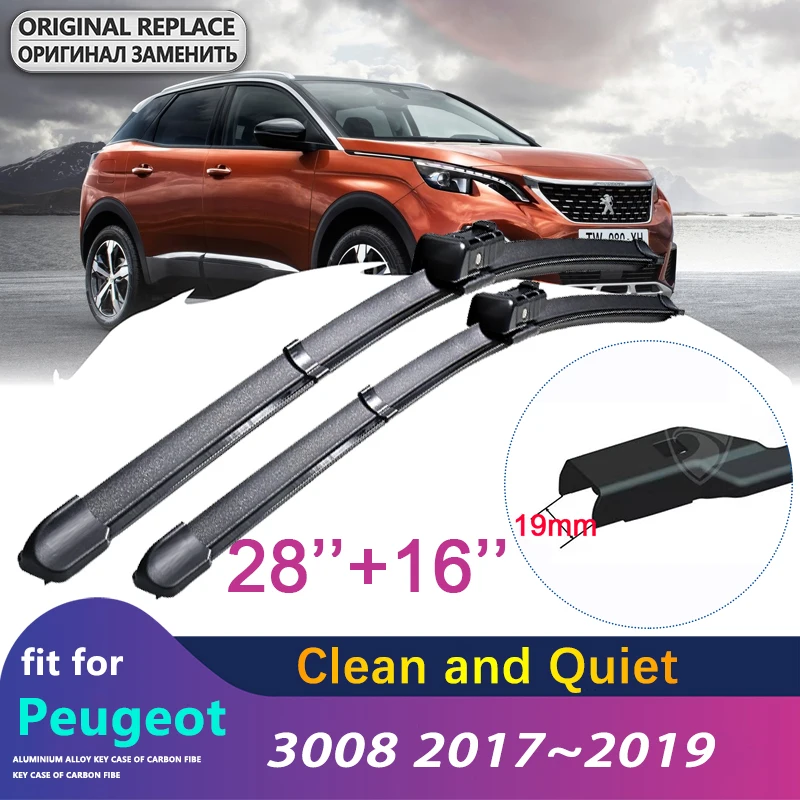 

for Peugeot 3008 2017~2022 2018 2019 Mk2 3008GT GT Front Windscreen Windshield Wipers Car Accessories Car Wiper Blades Stickers