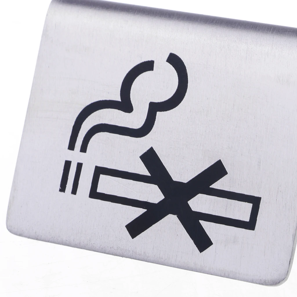 Metal No Smoking Signs Table Tents for Restaurants, Store, Hotel, Weddings non-brand Double Side Tabletop Signs  5.5x5x4 cm 