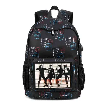 

Intelligent Voice Emitting USB Charging Interface Backpack Waterproof Student Bag Glow-in-the-Dark Sequins Shoulder Bag canvas