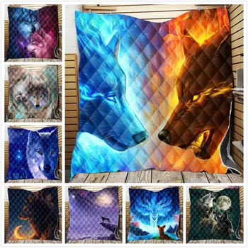 

Custom Made Winter Wolf Printed Velvet Plush Throw Blanket Bedspread for Kids Girls Sofa Sherpa Blanket for Bed Couch Quilt DIY