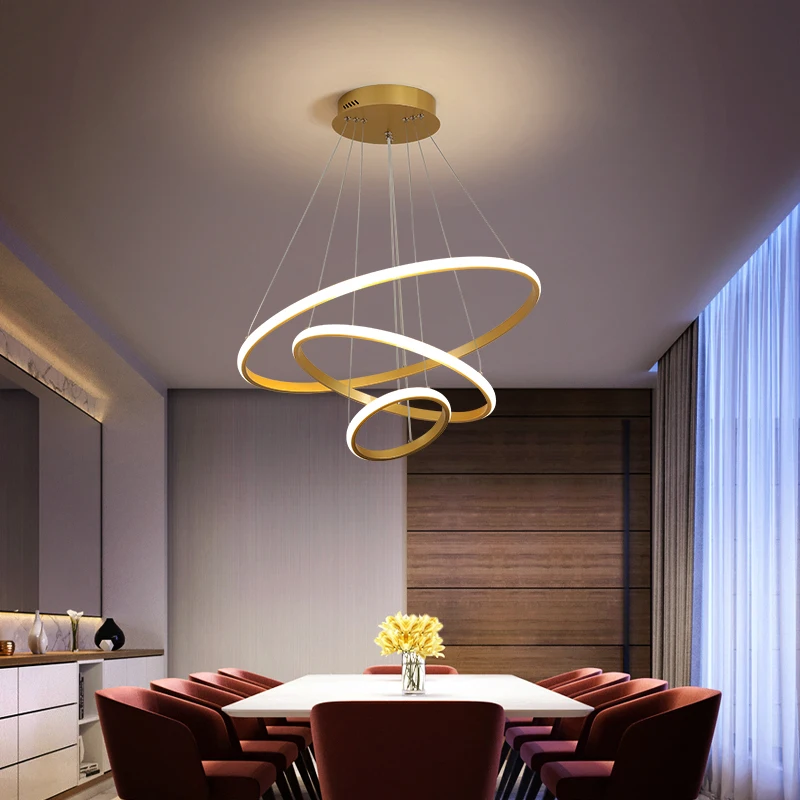

Creative Modern LED chandelier Home For Living Room Bedroom Dining Room Coffee Rings Circle Ceiling Hanging Frame Chandelier