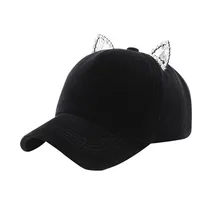 Hip Hop Adjustable Women Baseball Cap Performance Curve Cap Cat Ear Hat Rayon Solid Stylish Cute gorras para mujer Simple gorra