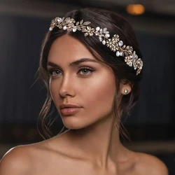 Handmade Pearl Rhinestone Headband Hair Jewelry Hair Accessories For Women Wedding Accessories Bride Headband Flower Headband