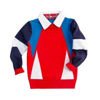 

Big Boys Pure Cotton Sweaters Autumn Warm Jacket Baby Boys Pullovers Long Sleeve Knitted Sweaters With Shirt Collar Outfit