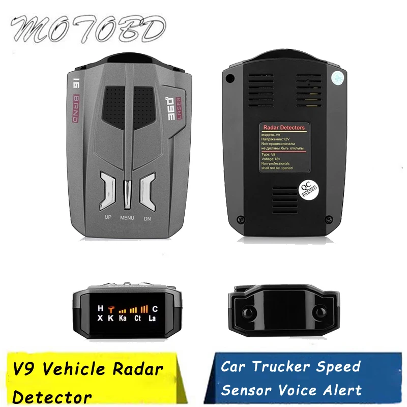 V9 Vehicle Radar Detector (English/Russian/Thai ) 360 Degree Car Trucker Speed Sensor Voice Alert Warning 16 Band LED - Цена: US $12.45