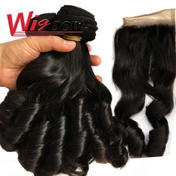 Brazilian Bouncy Curly Hair Bundles With Closure Curly Human Hair With Middle Part Closure Ombre T1b 30 Human Hair Extensions