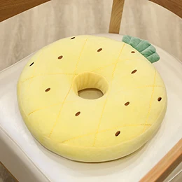 Yellow pineapple Плюшевый Пончик животные фрукты игрушечные растения круглая мягкая Подушка седла динозавр Хаски декоративная подушка реквизит Рождественский подарок 38*38*8 см - Цвет: Yellow pineapple