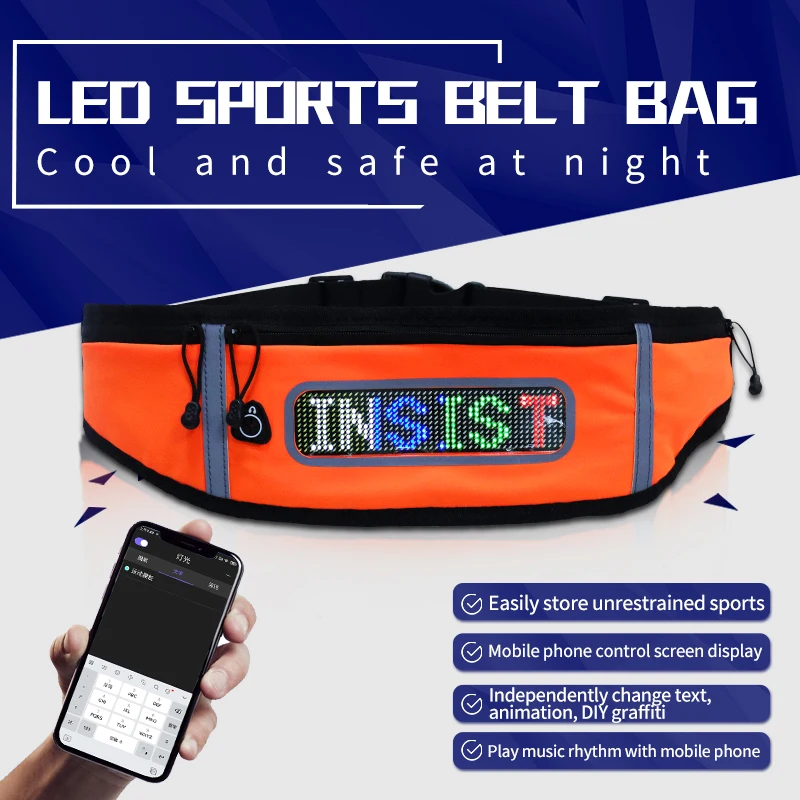 Edison Latest Generation LED Fanny Pack Waist Bag Bluetooth Control Multi-Function Waterproof Belt Bags Mobile Phone Running | Багаж и