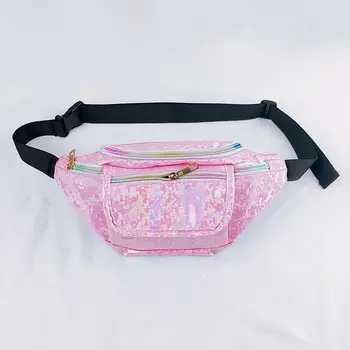 

Fashio Women Bag Rainbow PVC Laser Transparent Fanny Pack For Lady Bum Purse Waist Bag Lovely Chest Bag
