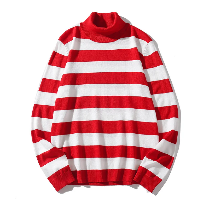 Kopen Fgkks Mannen Merk Fashion Gestreepte Truien Kwaliteit Nieuwe Herfst Slim Fit Warme Trui Heren Hoge Kraag Trui Aantrekken Mannelijke