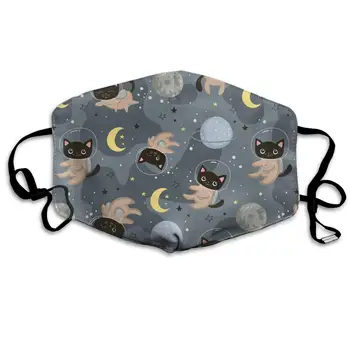 

Cute Cats Astronauts Washable Reusable Mask, Cotton Anti Dust Half Face Mouth Mask For Kids Teens Men Women With Adjustable