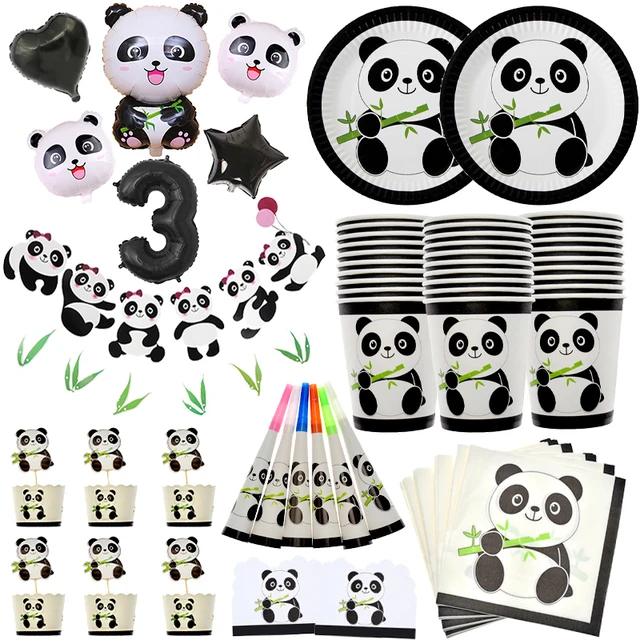 Acessórios para festa infantil, tema de panda, desenho, decorações