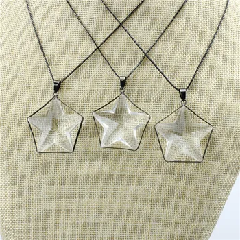 

16inch 10pcs/lot New design star shape glass necklace,plated glass component,popular necklace cheap wholesale