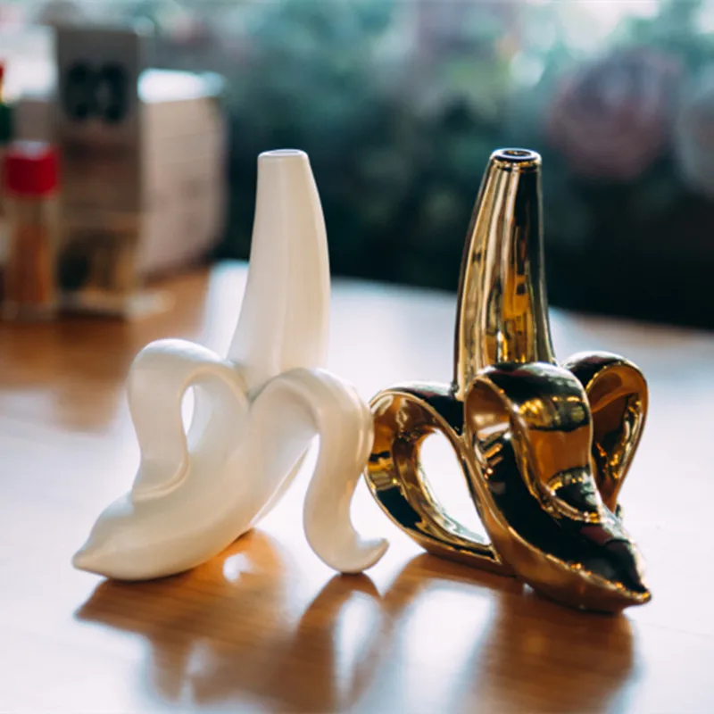

Ceramic Vase Home Decor Flower Pots Planters Gold Banana Furnishing Kitchen Restaurant Decoration Vase