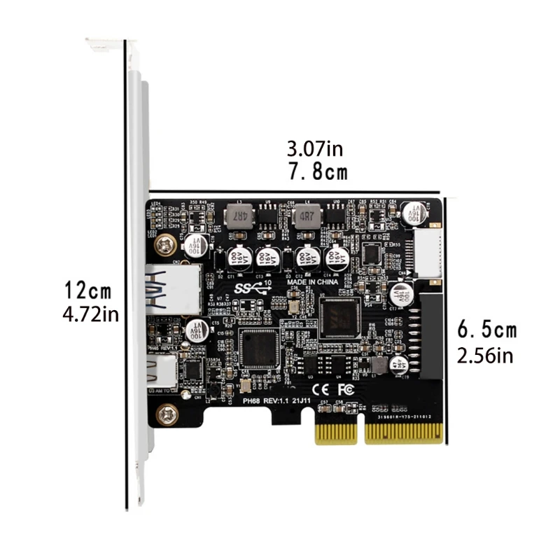 Usb 3.2 Pcie Riser Cartão com tipo c Portas 10gbps Pci-e 3.0 4x para Usb 3.2 Gen tipo e 19p 20p Conector Adicionar no Cartão 2023 Novo - Imagem 3