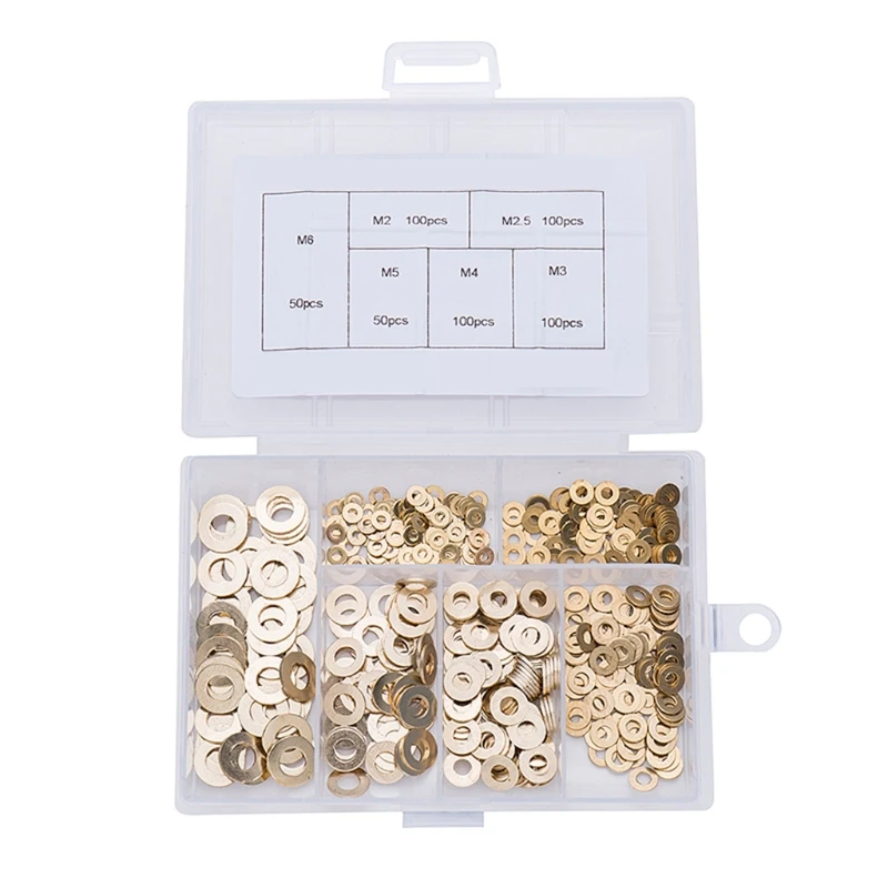  500Pcs/set M2 M2.5 M3 M4 M5 M6 M8 Meson Pad Sheet Metal Collar Brass Flat Plain Washer Gasket Kit | Обустройство дома