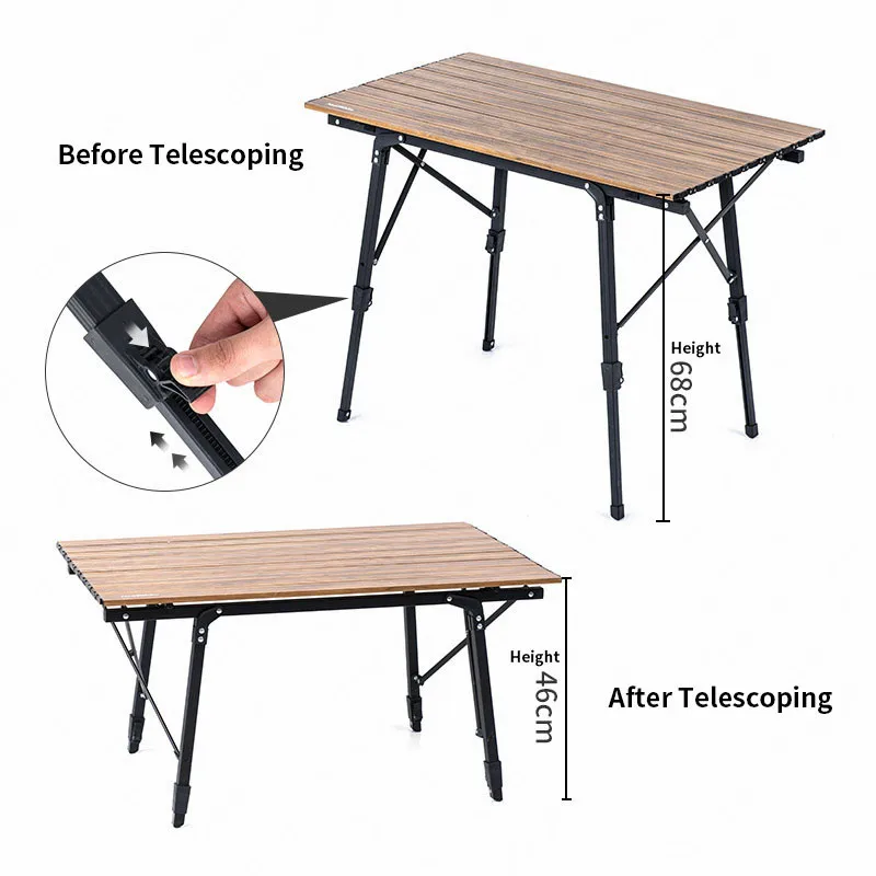 Naturehike Camping Table Portable Telescopic Folding Table Outdoor Picnic Multipurpose Tables Wood 