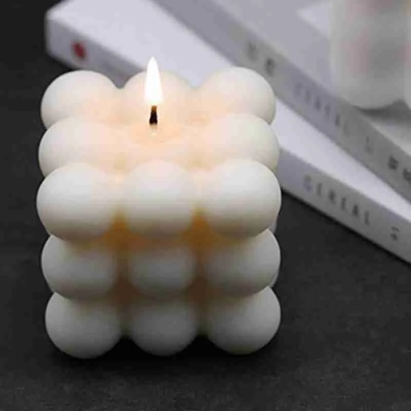 Fragrance Candle Cube-Wax Decoration Rose Geometric Home Creative Scented 1pc