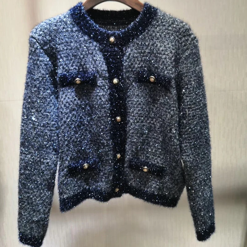 Autumn Winter Short Cardigan Women Sweater O-neck Long Sleeve Button Sweater Pullover Female