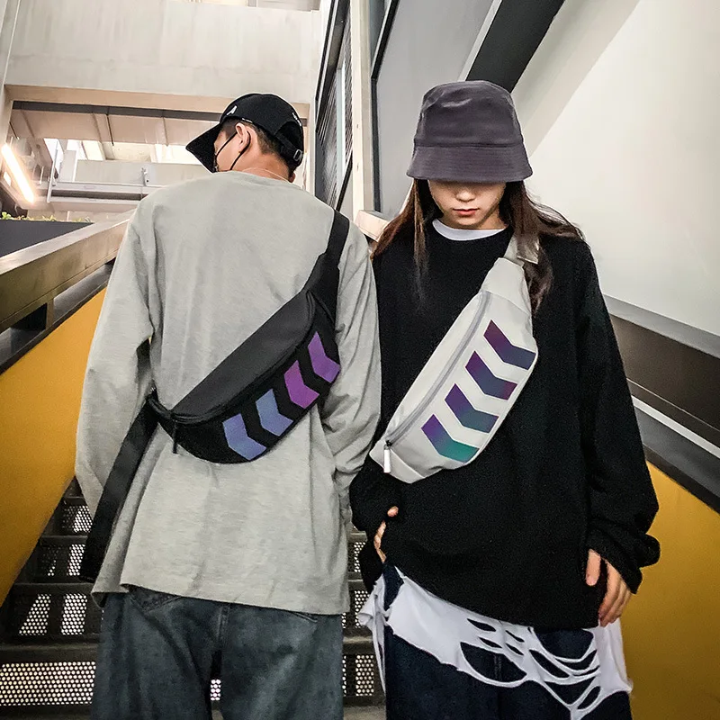 

Chest Pack Men's Popular Brand Crossbody Bag Women's Hip Hop Street Fashion Disco Dancing Bag Reflective Cool Sports Casual Wall