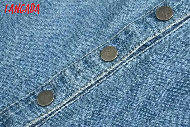 Tangada, женские джинсовые длинные юбки, корейская мода, пуговицы, Женская юбка макси, высокая талия, винтажные юбки, женские 4M63