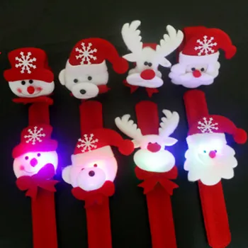 

10PCS/lot LedChristmas Slap Bracelet Christmas Glowing Bracelet Wristband Bracelet Kids Gift Christmas Decorations