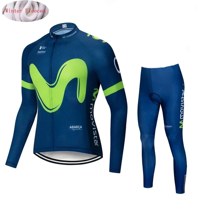 Movistar зимний термальный флис с длинными рукавами Велоспорт Джерси Набор мужская одежда велосипедный костюм, трико велосипедная одежда. z1 - Цвет: 5