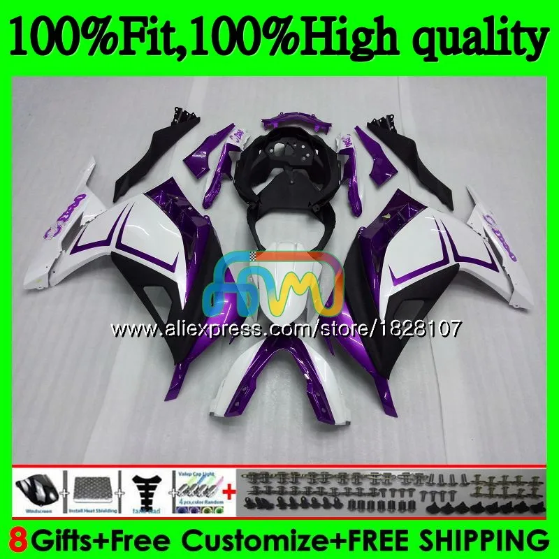 Инъекции для KAWASAKI ZX3R EX300 EX ZX 300R 4BS. 68 ZX-3R ZX300R 13, 14, 15, 16, 17, 2013 Фиолетовый Белый обтекатели
