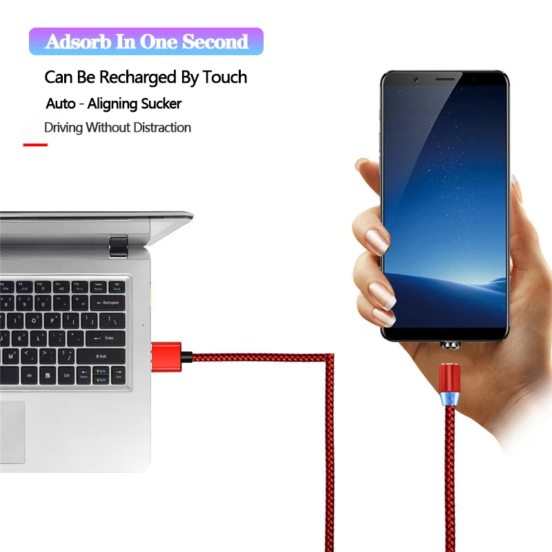 Магнитный кабель Micro USB type C 2.4A для быстрой зарядки светодиодный кабель для iPhone X huawei Xiaomi MI9 магнит USBC кабель для зарядного устройства type-C