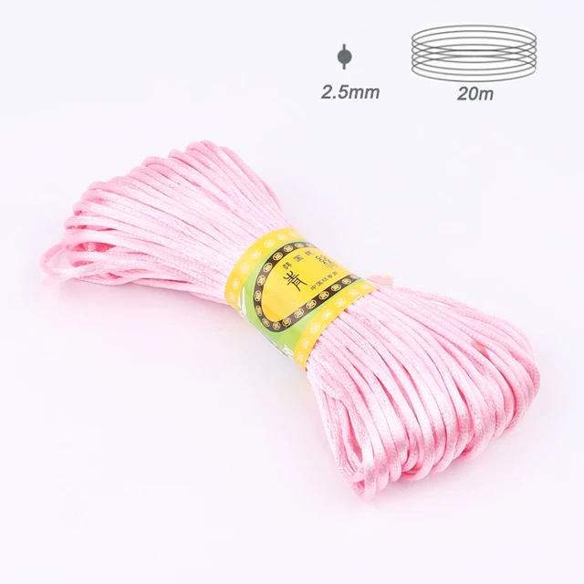 TYRY.HU 80 meter Baby Chewable Necklace Accessories 1.5mm Satin Silk Nylon Cord for Silicone Teething Pacifier Chain DIY Tools 20m pink 2.5mm