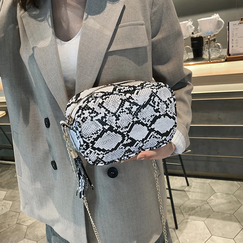 Новый Модный маленький кошелек с текстурой змеиной кожи сумки через плечо для