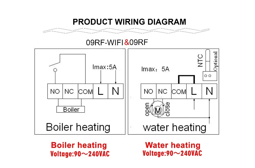 09BW RF WIFI产品壁挂炉水暖一体接线图