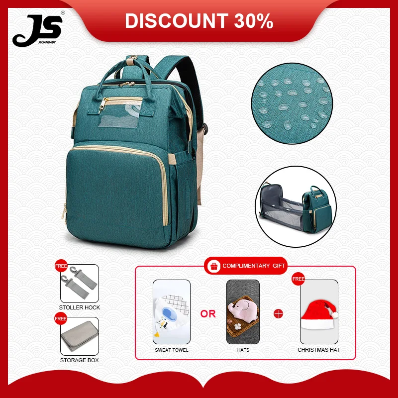 

Jusanbaby Mommy bagBaby diaper with large capacity Mommy backpack Multifunctional portable bed bagTravel portable bed bag