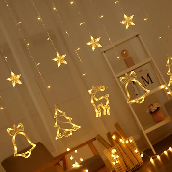 

Elk Bell String Light LED Christmas Decor For Home Hanging Garland Christmas Tree Decor Ornament Xmas Gift New Year Decoration