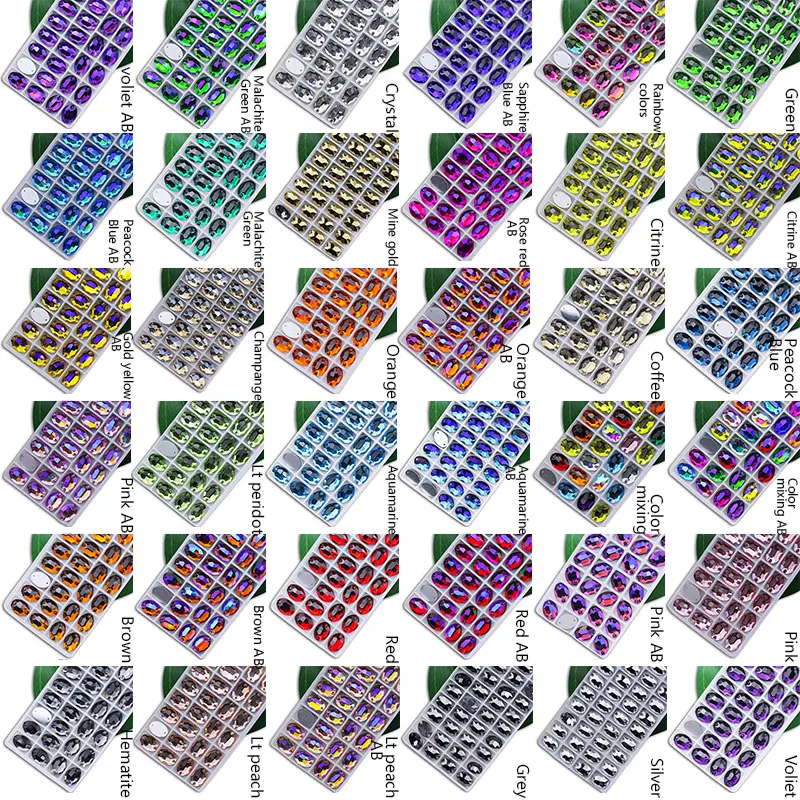 Sewing stones All Size Ab Sew on Rhinestone Oval Egg Colorful Crystal ABsew on Stone Flatback Rhinestone Sewing For Wedding Dress