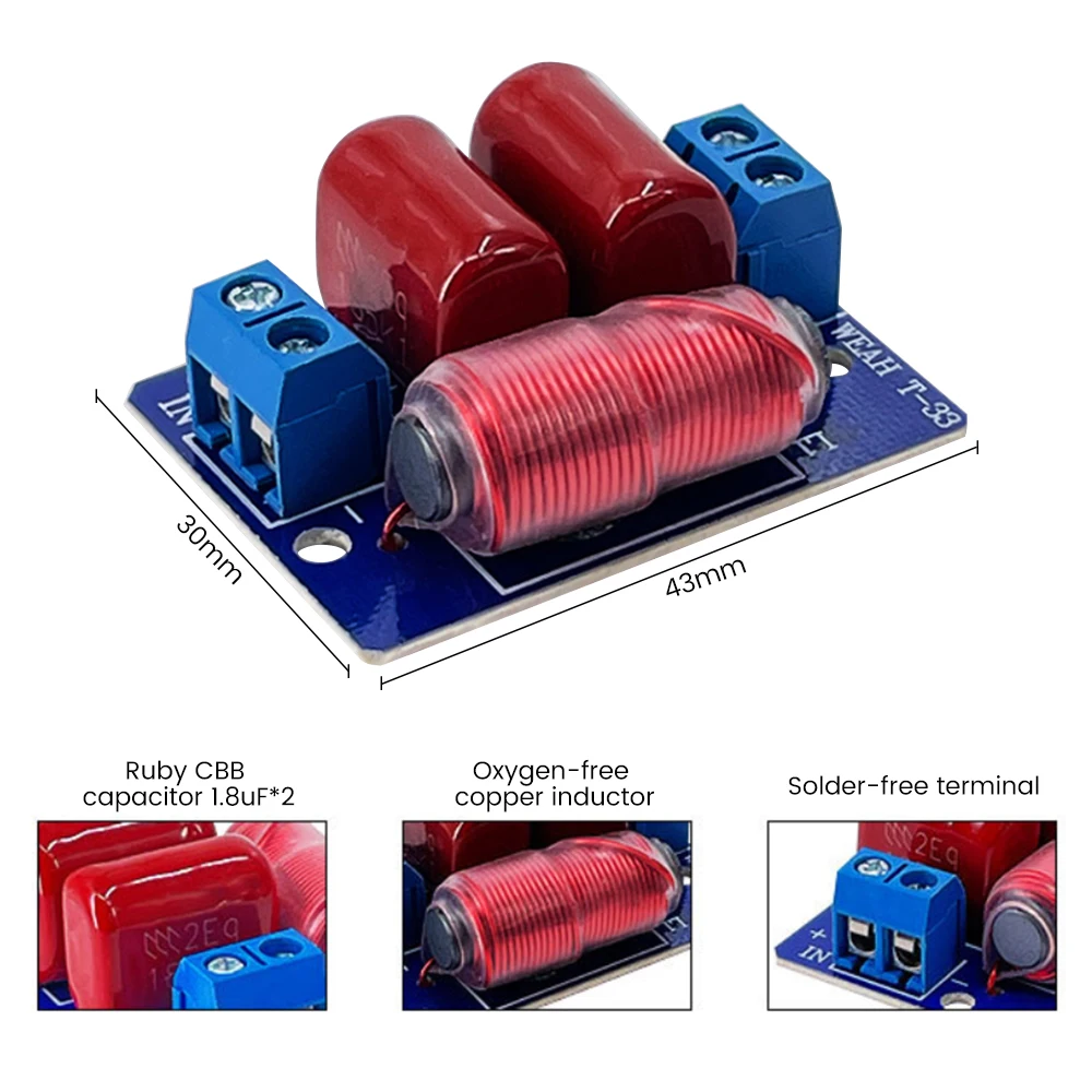Pure Tweeter Crossover 80W Speakers Frequency Divider HiFi Home Theater Car Audio Upgrade Treble Speaker 1Pcs tweeter speaker