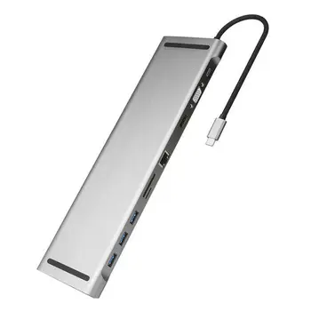 

USB Type C HUB To 3.0 USB HDMI RJ45 USB HUB For MacBook Pro Accessories USB Splitter Multi 11 Ports Type C HUB USB-C HUB