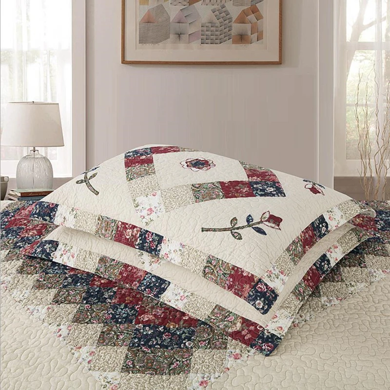 3pcs Realism style Bed cover Pastoral Garland Bedspread American style Bedding set Milky white Quilt Blanket Oversized bed