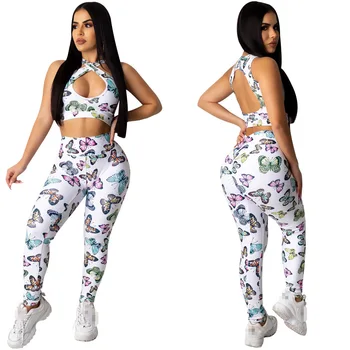 

two piece set women crop top pants summer clothes for women 2 piece set summer female two pieces sets sexy women's suits print